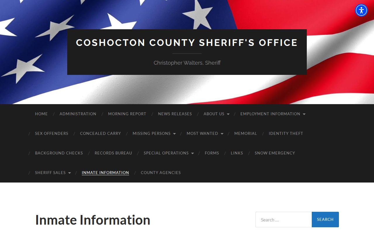 Coshocton Sheriff page linking the current roster and prospective Scheduled Releases report