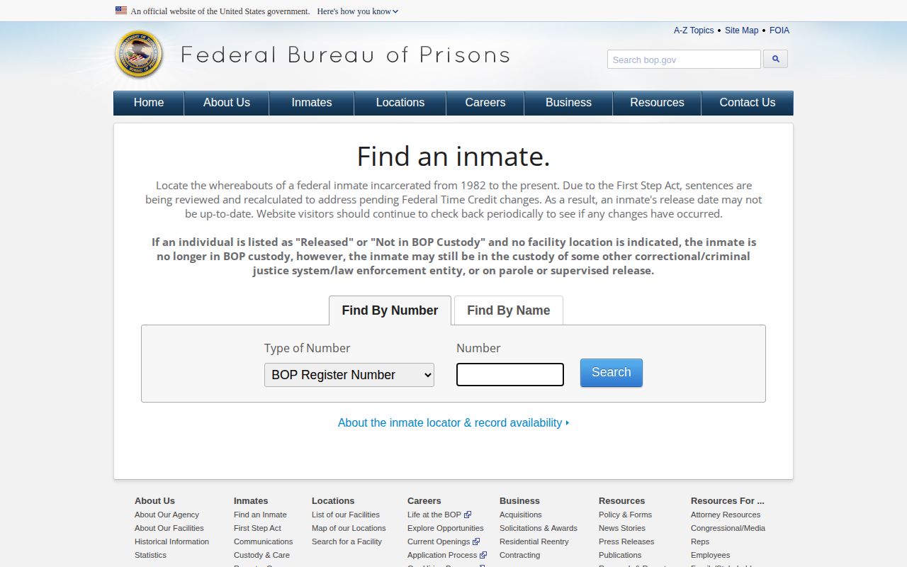 Federal BOP inmate release search for a Coshocton County custody path